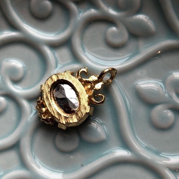 BOGO Faux Gold & Diamond blue pendant for necklace - Picture 2 of 3